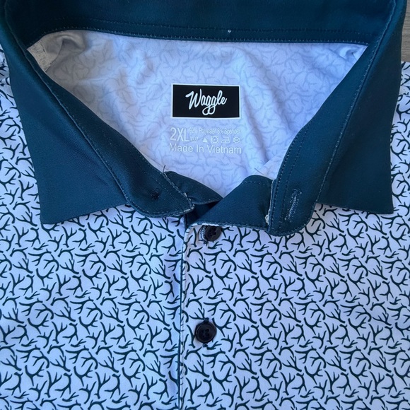 Waggle Performance Polo Antlers Stretchy Active Golf Office Plus Size - Picture 3 of 6